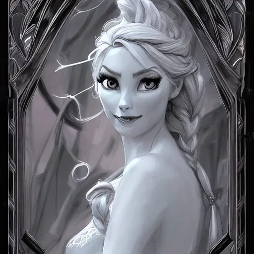 Elsa, d & d, fantasy, intricate, elegant, highly detailed, digital painting, artstation, concept art, matte, sharp focus, illustration, hearthstone, art by artgerm and greg rutkowski and alphonse mucha, 8k, Pencil Sketch