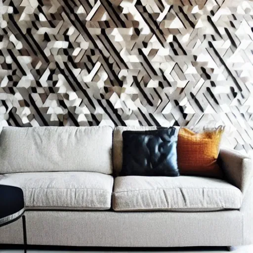 I need a living room wall designed of triangle texture