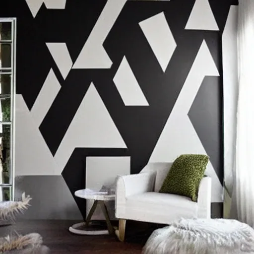 I need a living room wall designed of triangle geometric shape