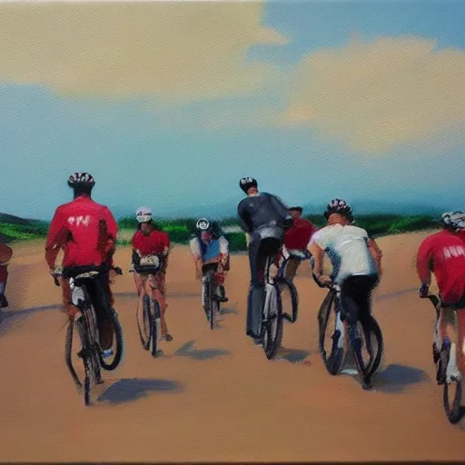 Cycling, , Oil Painting