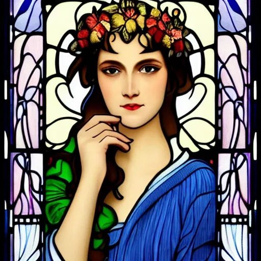 "perfect sweet Romanian woman with a flower crown on her head| art nouveau stained glass in background|centered| key visual| intricate| highly detailed| breathtaking beauty| precise lineart| hyper realism| comprehensive cinematic| fullbody shot| photorealistic| by Alfons Mucha| high detail| 8k highly detailed face| beautiful blue eyes|  extra long green robe| blonde long luxurious wavy hair| perfect face, 8k -h" -sampler"Euler a", 3D, Water Color, Trippy, Pencil Sketch