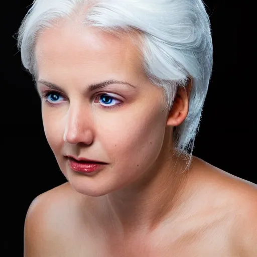 lady，close up，white hair