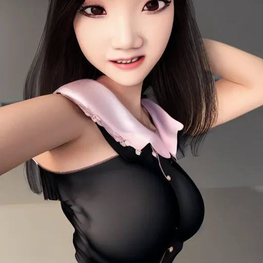 RAW photo, wide field of view photo of A korean beauty with big breasts and hard nipple and small waist and big buttocks wearing satin collar shirt with thin fabric and black short skirt and pose at office, nipple visible on shirt, wearing black mini skirt, unbuttoned button shirt, nipple visible, (very detailed eyes, nice wide eyes), large ass, toned physique, cut out cleavage, (bra less, no bra), (tired face, tired smile, smile face, angelic face), (photorealistic:1.8), detailed skin, (high detailed skin:1.2), 8k uhd, dslr, soft lighting, high quality, (highly detailed, fine details, intricate), (lens flare:0.5), (bloom:0.5), raytracing, specular lighting, 35mm masterpiece, Unreal Engine, pornhub, hyperrealistic, dramatic, expansive