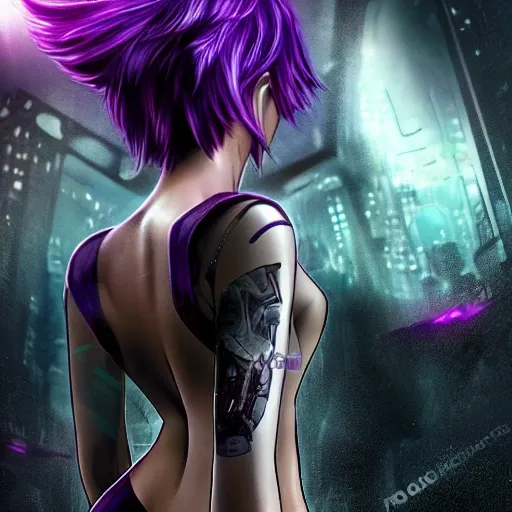 futuristic city background, BREAK
a cose up of a beautiful girl, in a cyberpunk suit, metal right arm,  purple short hair, purple eyes, angry, from back, (ass focus), Trippy, Cartoon, 3D, Pencil Sketch, Water Color, Oil Paintingfuturistic city background, BREAK
a cose up of a beautiful girl, in a cyberpunk suit, metal right arm,  purple short hair, purple eyes, angry, from back, (ass focus)