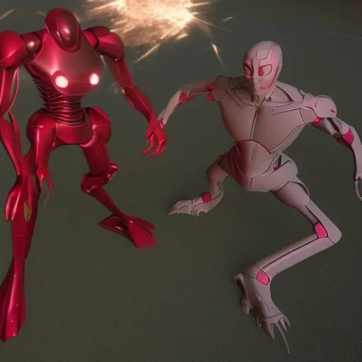 ultron and vision fight 3D