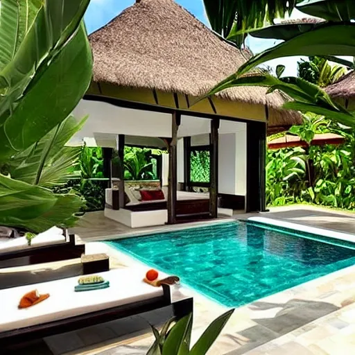 a luxury beach villa in bali with pool