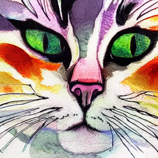 cat, Trippy, Water Color