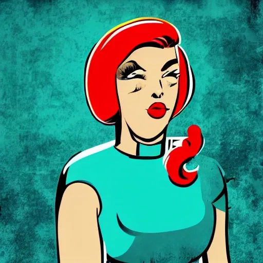 Retro comic style artwork, Color splash female 