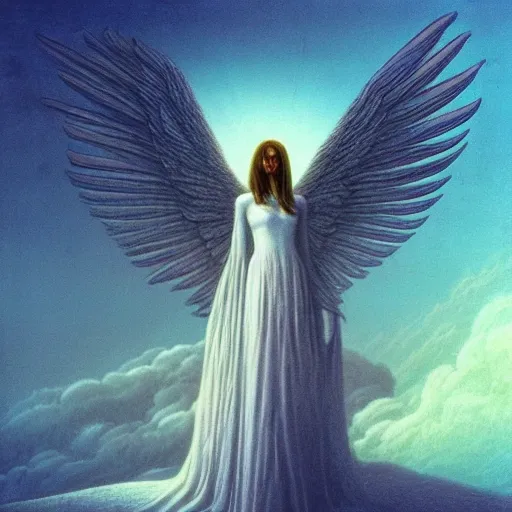  female angel on Zdzisław Beksiński style