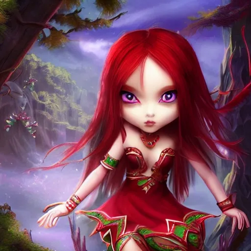 Elf , beautiful , fantasy , red hair , green eyes , ultra detailed , full body , 3D