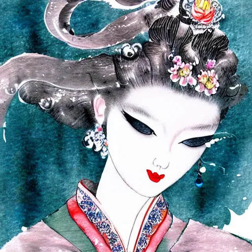 (an extremely delicate and beautiful),(((masterpiece))),((best quality)),1girl,((an extremely delicate and beautiful girl)),female focus on,((gorgeous hair_ornament)),{{beijing opera}},((Ink wash painting)),((ink splashing)),((chinese painting)),(((illustration))),((color splashing)),beautiful detail,