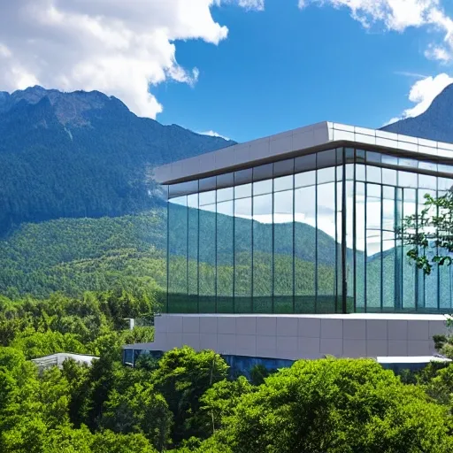 A product base of modern architecture with glass curtain walls is situated among the mountains. Against the backdrop of the azure sky and white clouds, high technology and nature coexist in harmony.
Resolution: 1900*800, an aspect ratio of 16:9