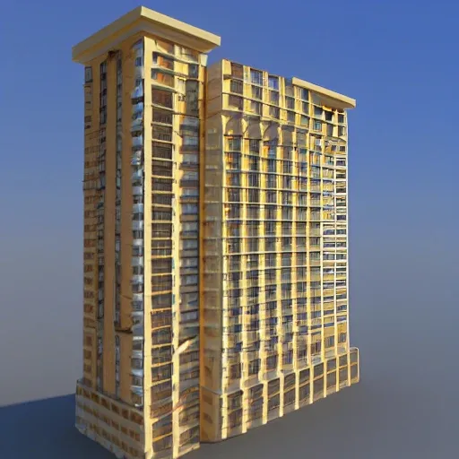 as the sun stes,the building fioats in the air, 3D