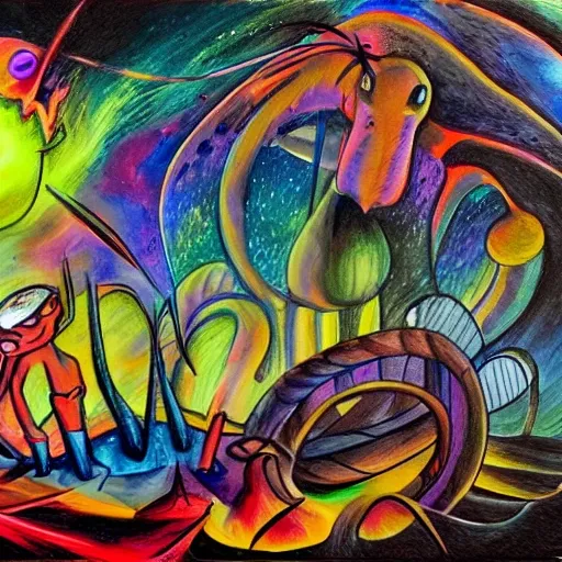 combinando elementos vivos y no vivos en un espacio limitado y cerrado, 3D, Oil Painting, Water Color, Trippy, Cartoon, Pencil Sketch