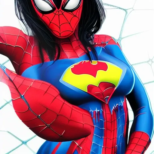 Realistic vision v2, superhero spiderwoman, beautiful face, whole body, actionse