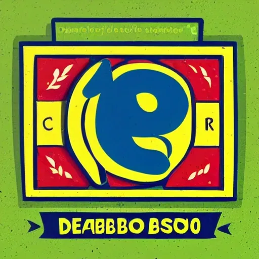 A cleaning logo with the name "Diabo Verde" and a stylized Clean Product with bubbles, dark blue and yellow colors, 2D, minimalist, focusing more on the design, 4K, 300dpi. The name "Cleaner" should be in a lowercase normal sans-serif font. The Clean product should be on the right side of the name, with the tip leaning to the right and the body forming a circle. The background should be dark green with a gentle reflection effect. The logo should convey a sense of cleanliness, purity, and sustainability.