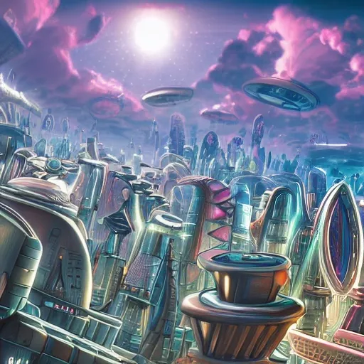 Draw, futuristic utopian city, 3D, detailed, buildings, beuty, sunligh, clouds ships, masterpice, art, 3D, High Definition, highly detailed, intricate, color