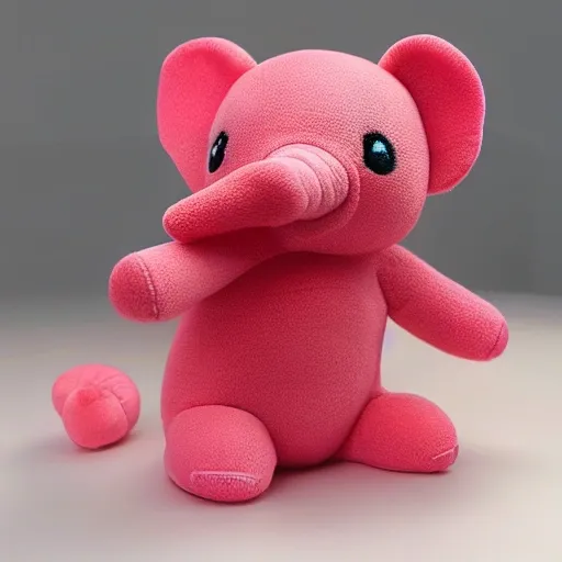 cute kawaii Squishy elephant plush toy, realistic texture, visible stitch line, soft smooth lighting, vibrant studio lighting, modular constructivism, physically based rendering, square image 
