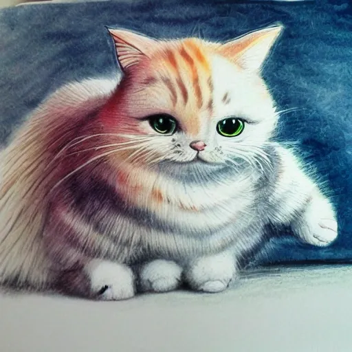 Draw, cute and adorable cat, delicate, masterpiece, 3D, CG, hiperrealistic, drassed a coat,, Water Color