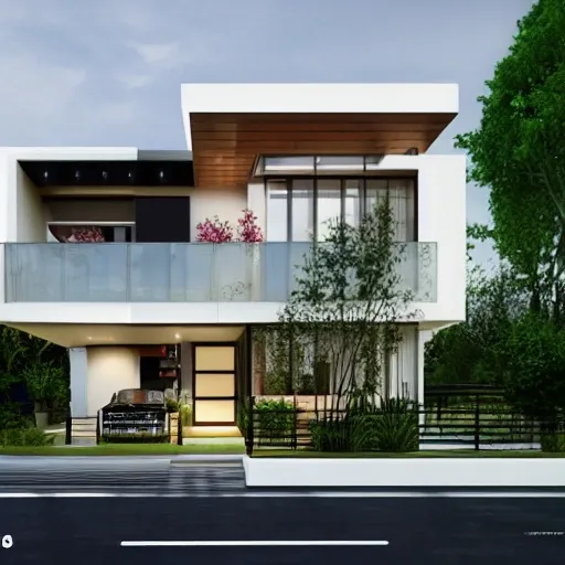 Photorealistic house, modern house, 