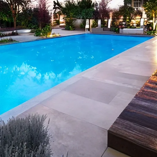 a photorealistic image of a modern pool