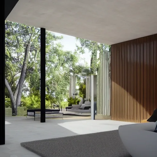 a photorealistic image of the inside of a modern house