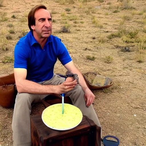 Saul goodman tomando mate con unos gauchos en la pampa