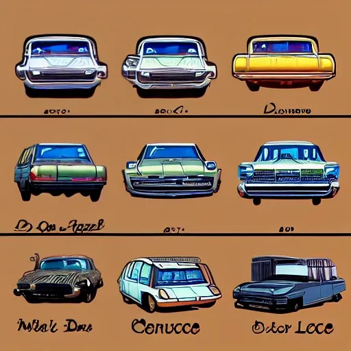 cars in the style of don lawrence

