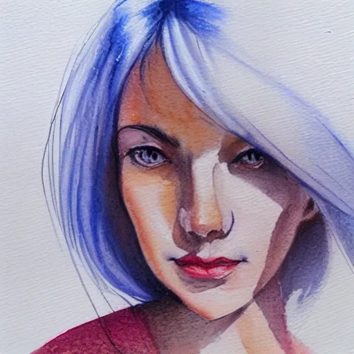 , Water Color 
lady，close up，white hair, Oil Painting, Pencil Sketch, 3D