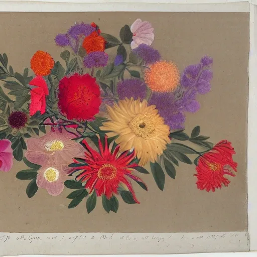 a picture of a bunch of flowers on a piece of paper, in 1 7 6 7, art for the film in color, minimalistic design, screengrab, transformation sequence, by Ottilie Maclaren Wallace, biodiversity heritage library, in red gardens, aesthetics