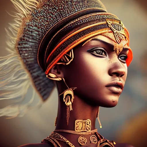 portrait of a stunningly beautiful alluring and attractive tribal female maiden, depth of field, zeiss lens, detailed, symmetrical, centered, fashion photoshoot, breathtaking, 8k resolution, extremely detailed, beautiful, establishing shot, artistic, octane render