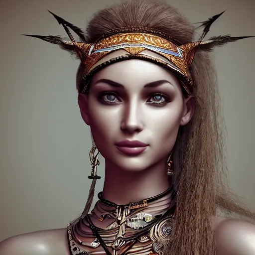 portrait of a stunningly beautiful alluring and attractive tribal female maiden, depth of field, zeiss lens, detailed, symmetrical, centered, fashion photoshoot, breathtaking, 8k resolution, extremely detailed, beautiful, establishing shot, artistic, octane render, , Pencil Sketch