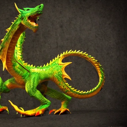 Realistic, photo, 8k, detailed, dragon, beautiful, green, blue, red, yellow, purple 