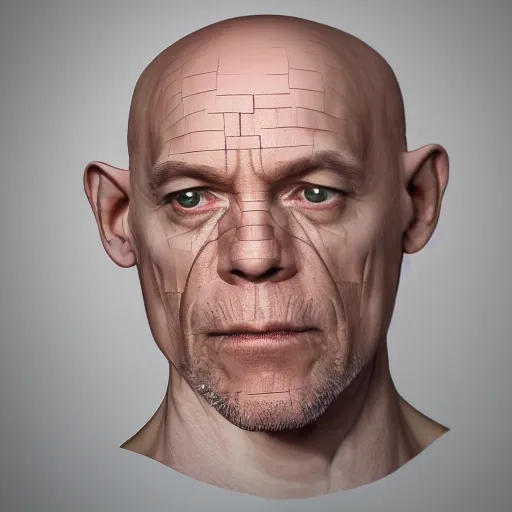 photo, Draw, 3D, 8k, some people in a futuristic parck, use John Malkovich face on people