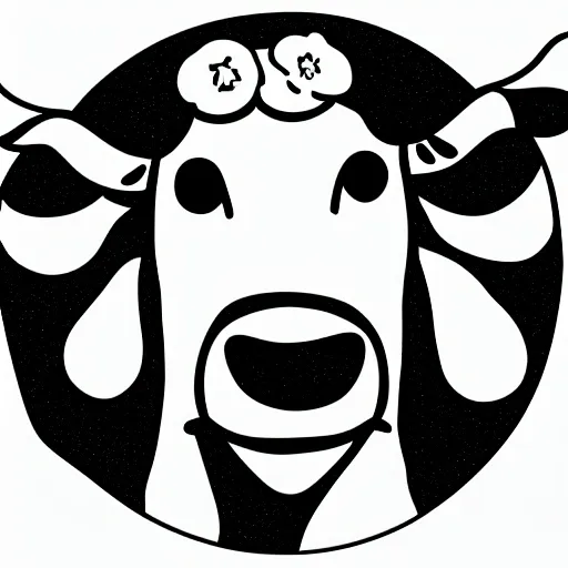 hippie cow with doing peace sign, 70's style, Cartoon