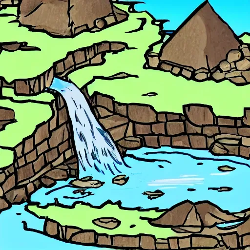  
generates an image where you can see a pit full of water with a one dragonfly close around on top, comic style, anime style, full hd, high quality