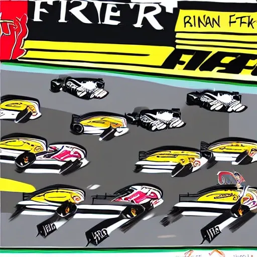 F1 race card, Cartoon