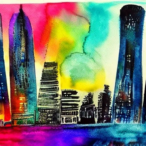 one city over another, Trippy, Water Color