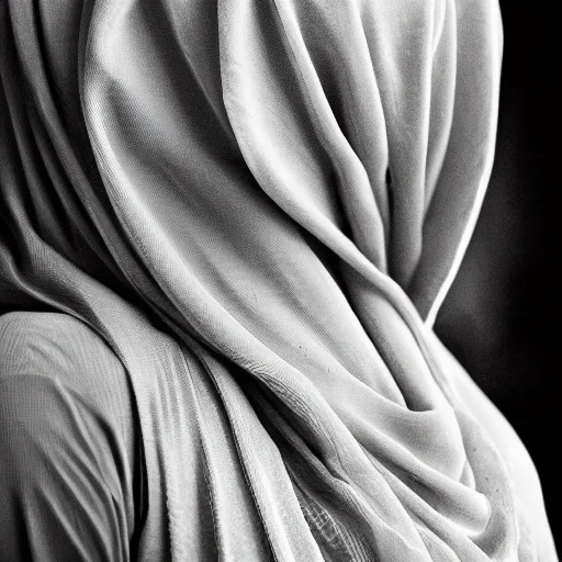 Hijab lady, shy, cinematic, from behind , Baroque