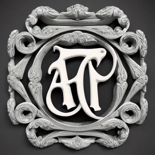 logo of the word "antho" with elegant text and decorated with skulls and orchestra instruments, 3D