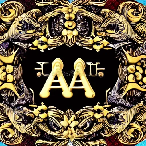 logo of the word "antho" with elegant text and decorated with skulls and orchestra instruments, 3D, Trippy