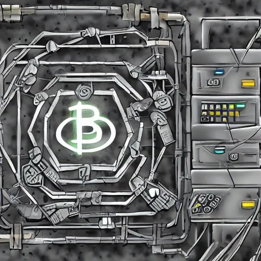 Mining machine, mining, web3, blockchain, high-definition, illustration