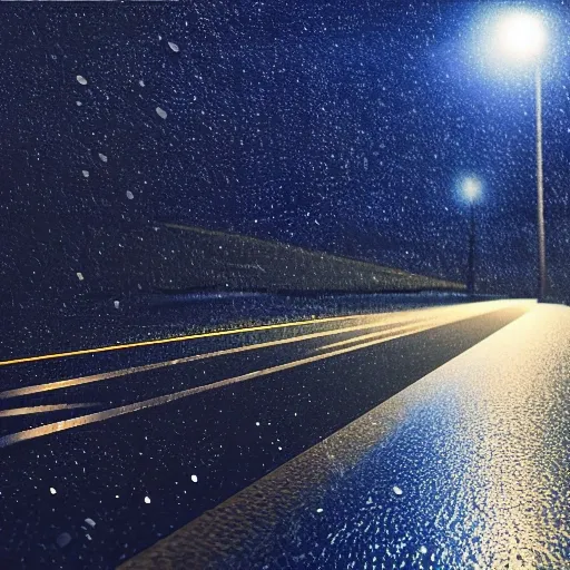 wet road, night, realistic