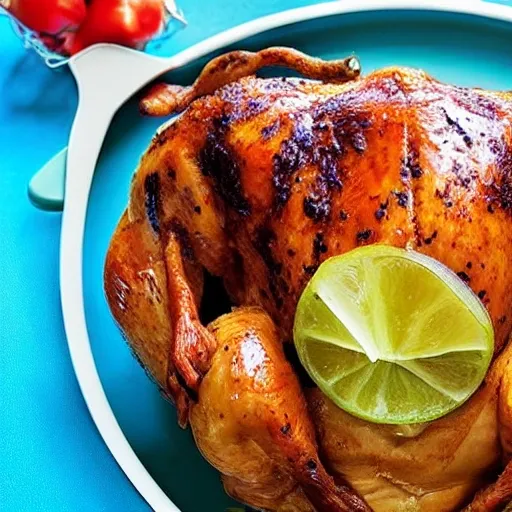 El pollo está listo para comer. Está delicioso