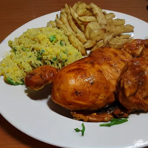 Pollo en un corral comiendo