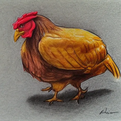 El pollo está listo para comer. Está delicioso, Pencil Sketch