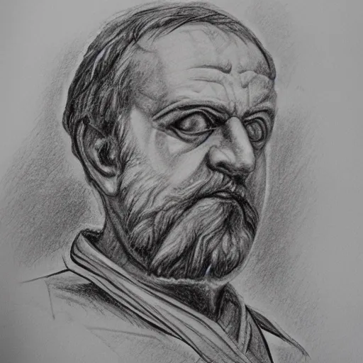 Plato, pollo asado, Pencil Sketch