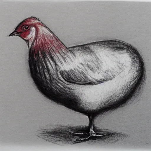 Gallina comiendo, Pencil Sketch