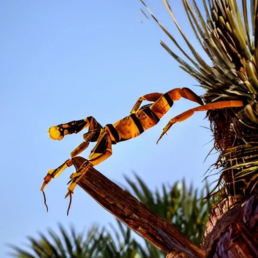 scorpion on palm tree