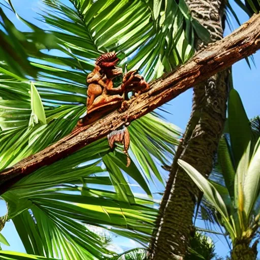 escorpión bajando de palmera